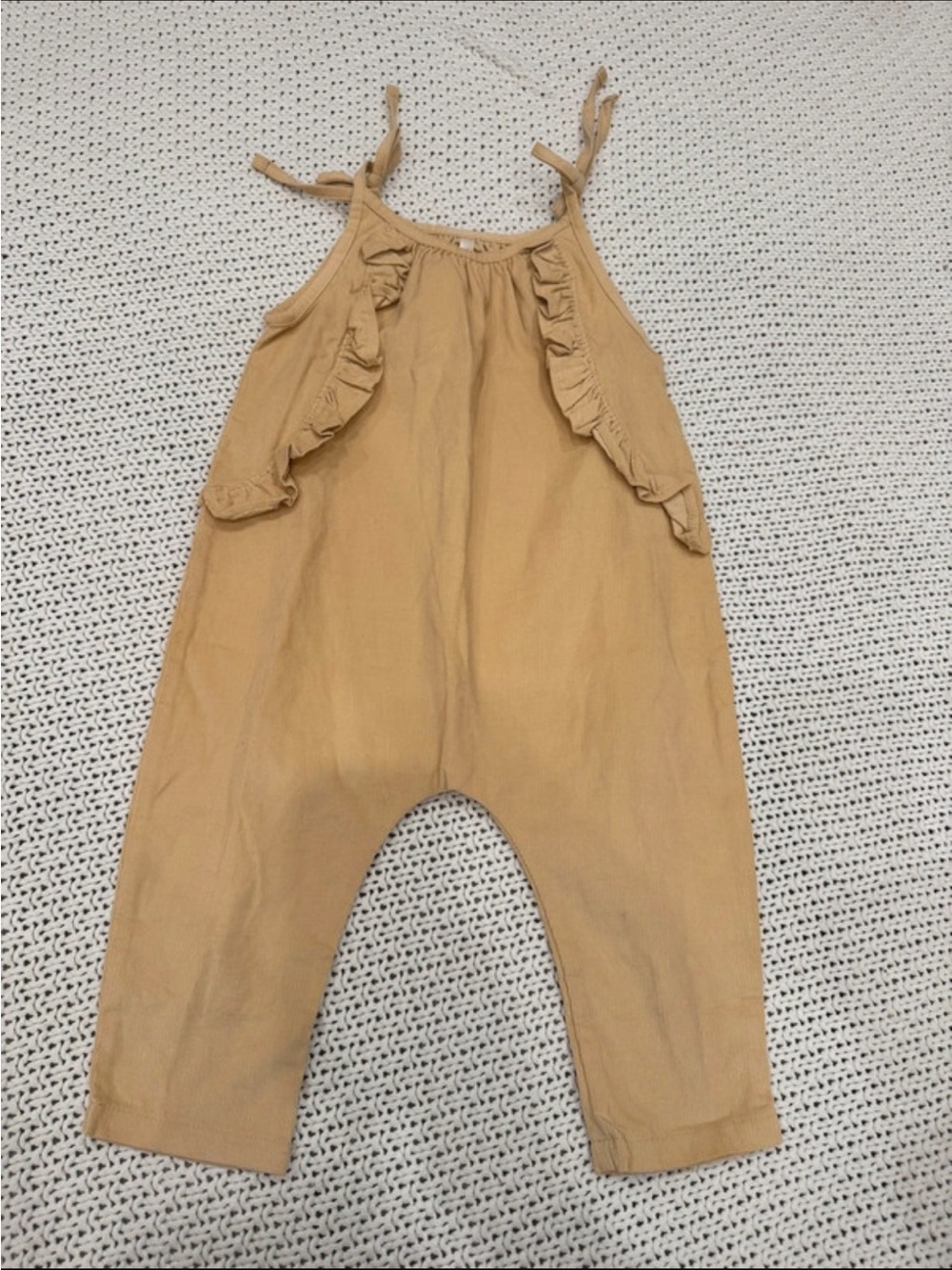 Girls' Ruffle Strap Romper in Mustard